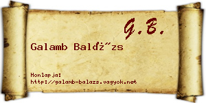 Galamb Balázs névjegykártya